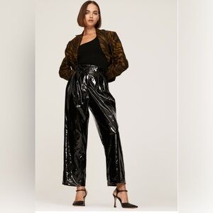 Rachel Comey Sone Black Glossy Wide Leg Pants